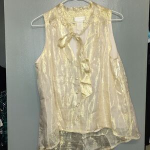MM Couture by Miss Me sleeveless shimmering gold shirt size small silk lining